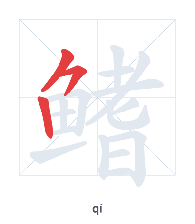 Stroke order practice for 鳍 - qí
