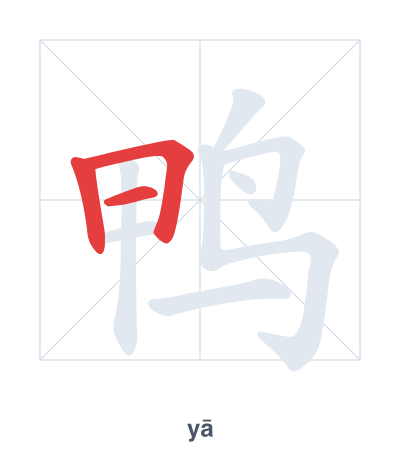 Stroke order practice for 鸭 - yā