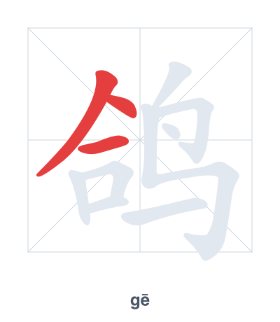 Stroke order practice for 鸽 - gē