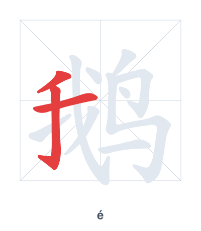 Stroke order practice for 鹅 - é