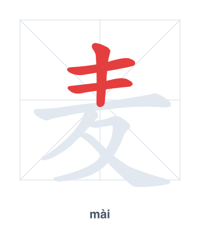 Stroke order practice for 麦 - mài