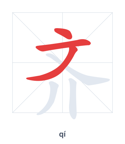 Stroke order practice for 齐 - qí